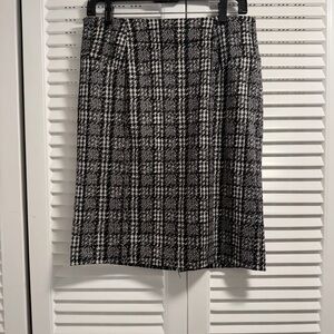 Michael Kors Black and White Checkered Pencil Skirt